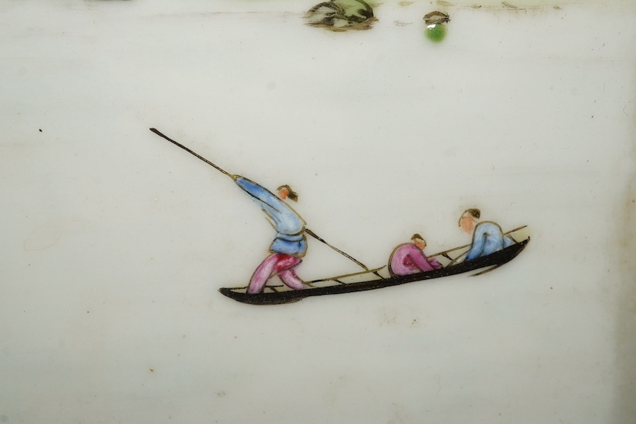 A Chinese enamelled porcelain and hongmu framed table screen, Republic period